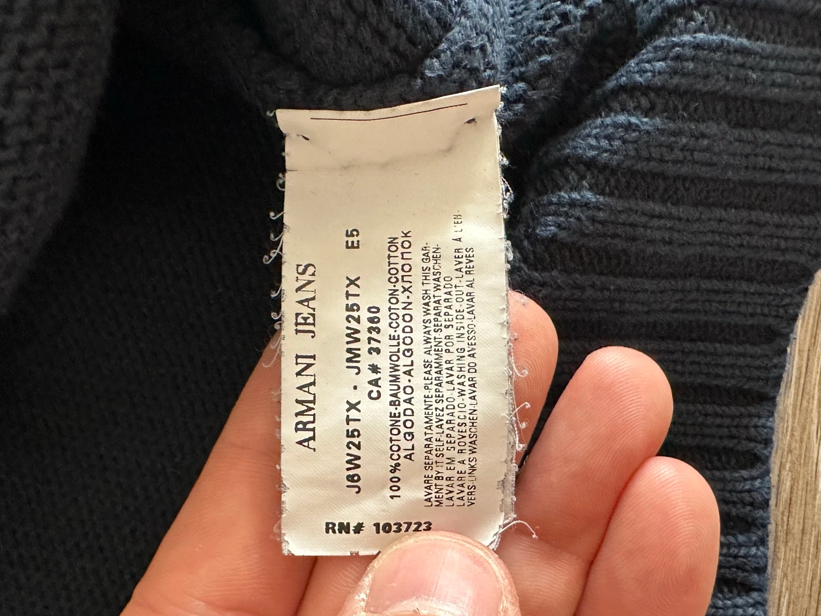 Armani Jeans Pull à Capuche 100% Coton Bleu Marine Taille XL – photo 9
